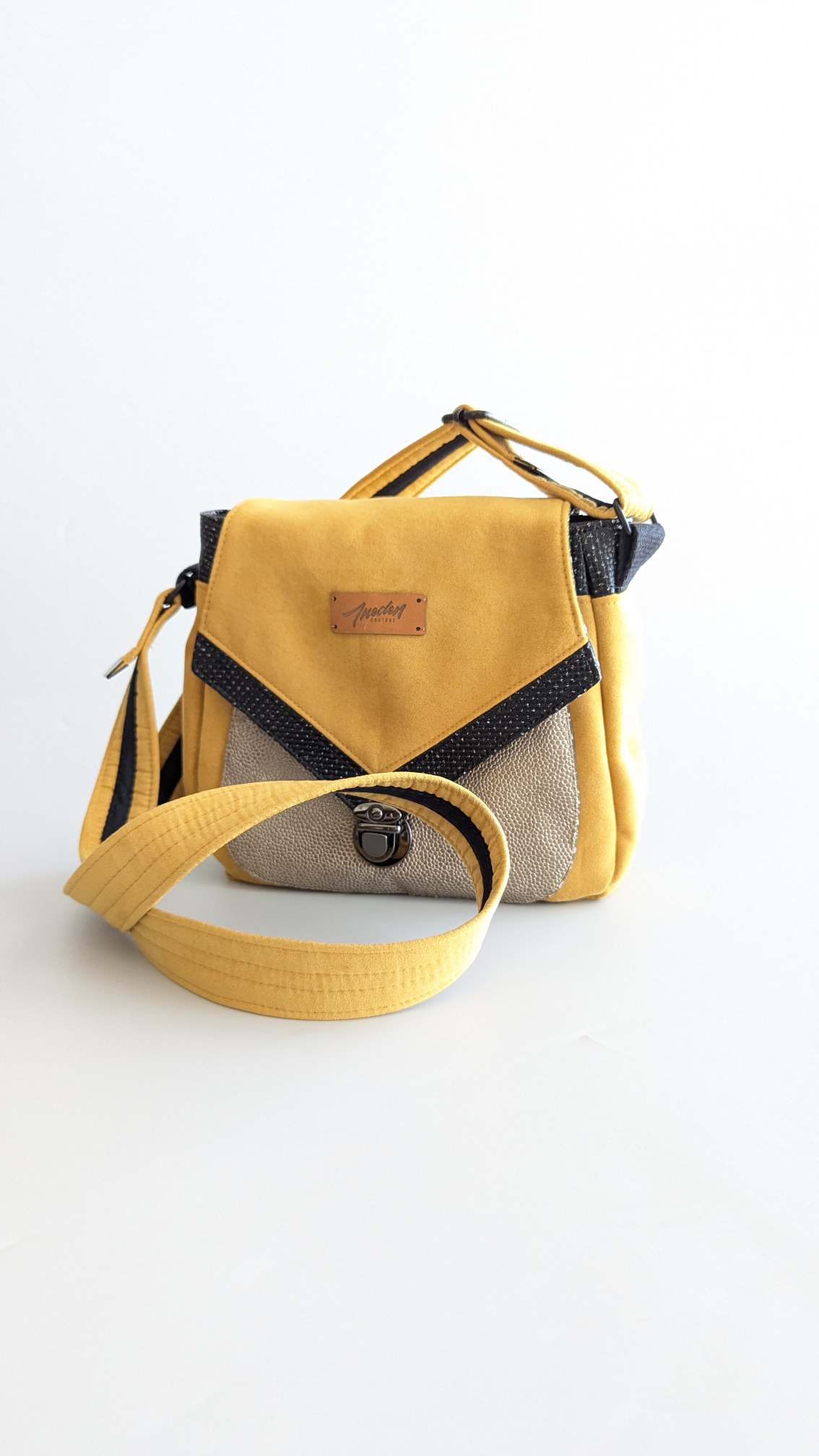 sac bandoulière bicolore jaune noir