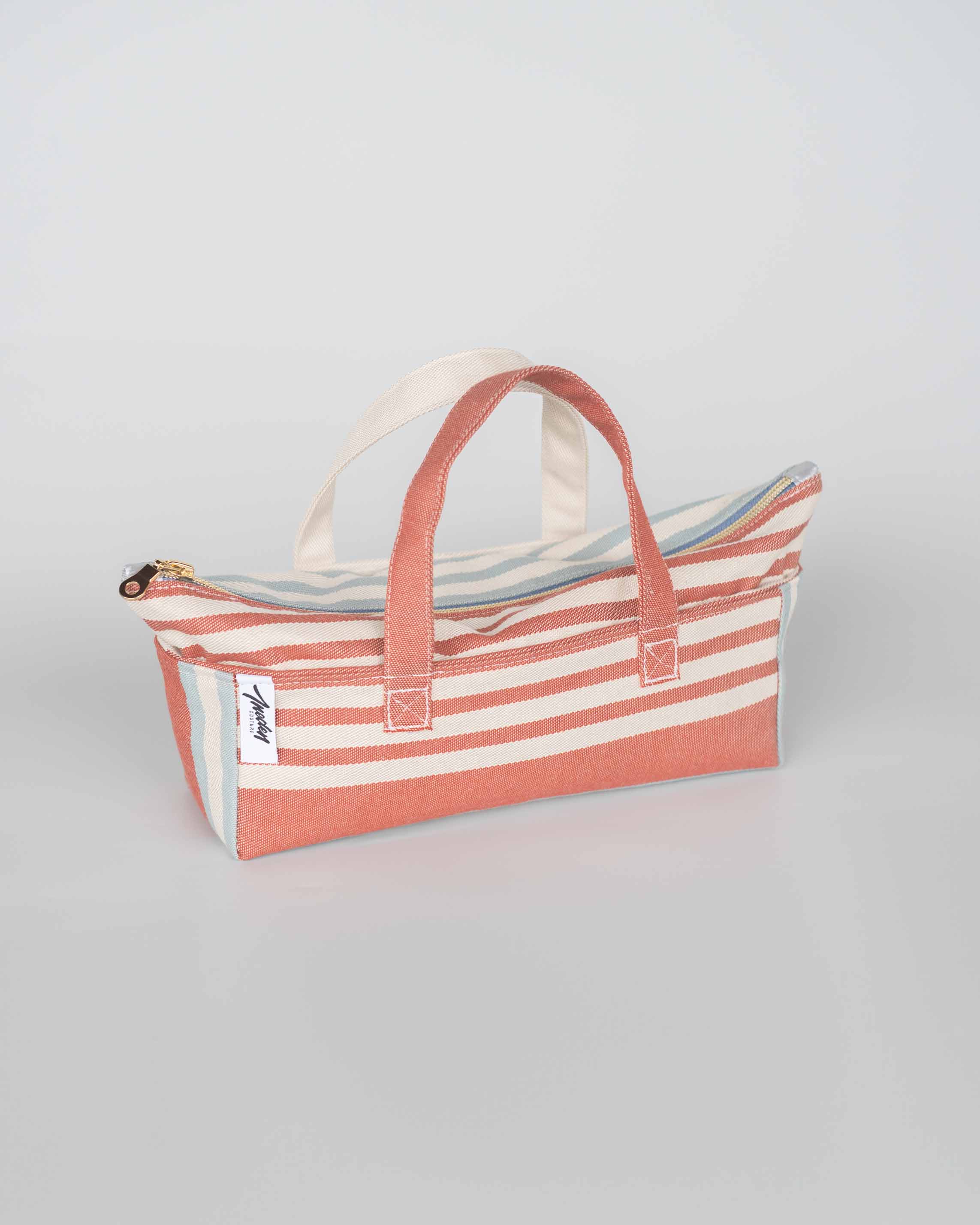 Trousse de toilette toile rayée rose